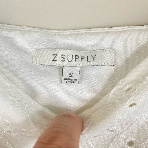 Z Supply Mae Knit Eyelet Cropped Top Off White Size Small - Picture 4 of 8